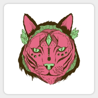 Pink Mint Mystical Tribal Cat Sticker